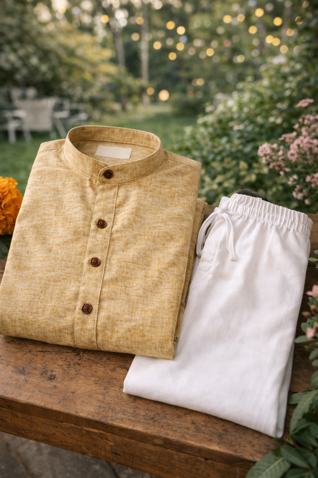 Linen comfort festive wear kurta set