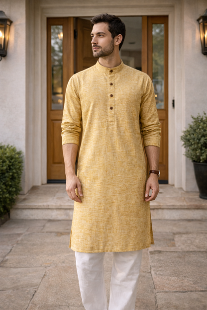 Linen comfort festive wear kurta set