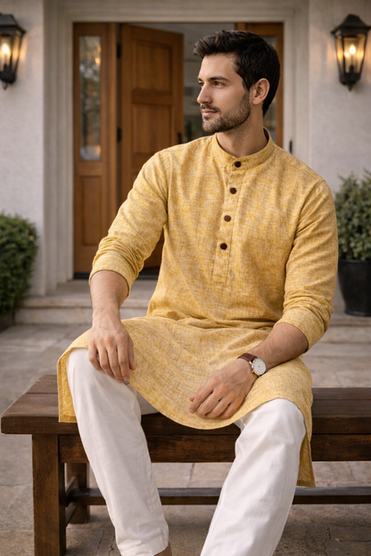 Linen comfort festive wear kurta set