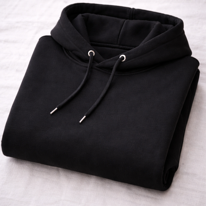 Men's casual black hoodie styled for streetwear, travel and everyday winter wear in Australia.