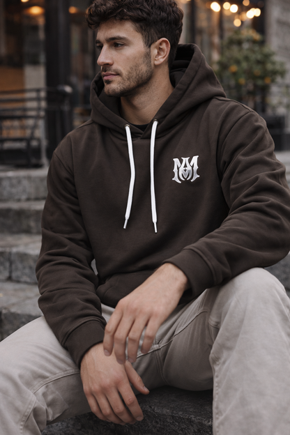 Side view of men's casual hooded sweatshirt designed for everyday comfort and winter wear in Australia.