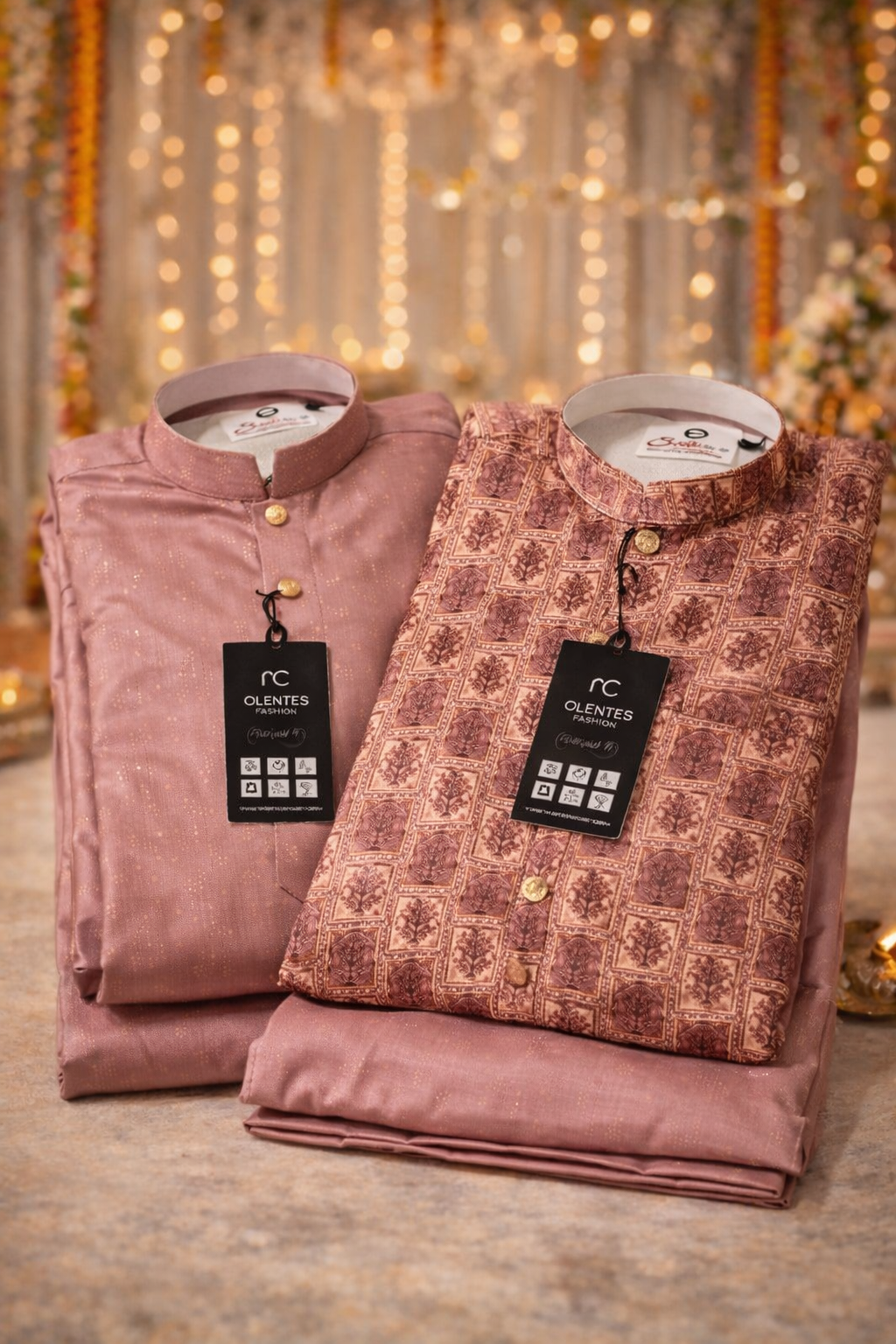 Side view of men's ethnic kurta set featuring traditional Indian design and elegant styling.