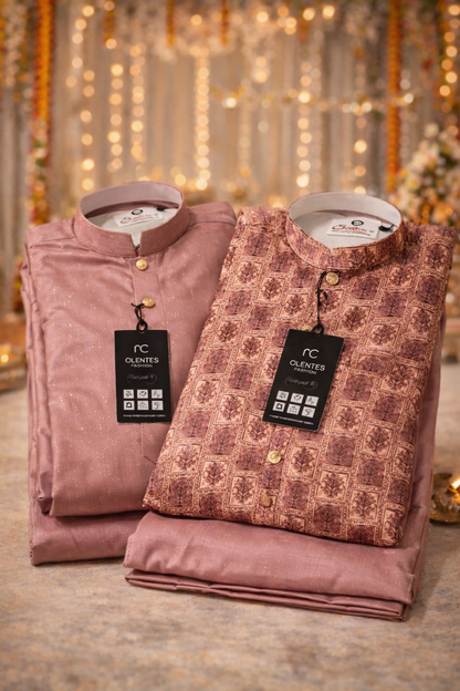 Side view of men's ethnic kurta set featuring traditional Indian design and elegant styling.