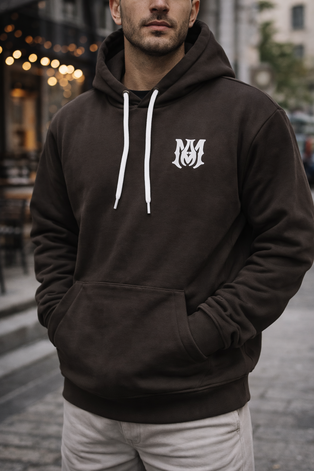 Men's premium hooded sweatshirt Australia front view featuring comfortable fit and modern casual style.