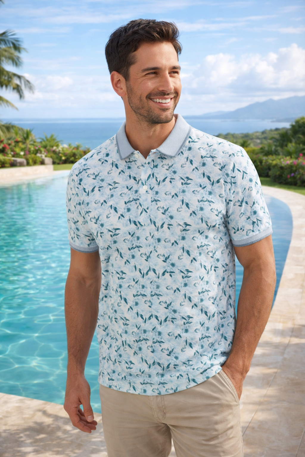 Men's smart casual polo shirt Australia front view with modern fit and premium fabric.