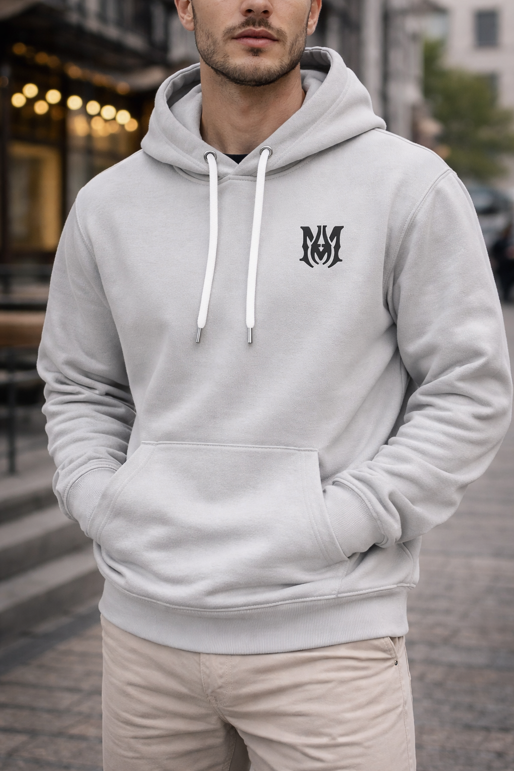Men's streetwear hoodie Australia front view featuring modern urban style and comfortable fit.