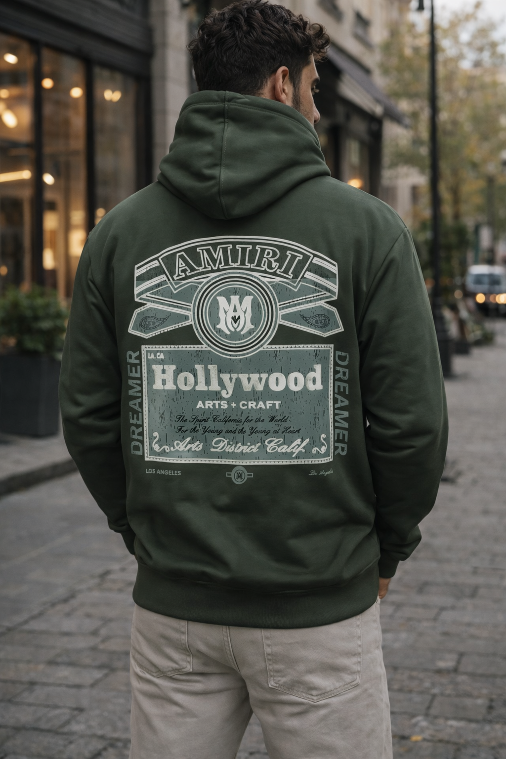 Back view of men's urban hoodie featuring premium fabric and modern casual design.