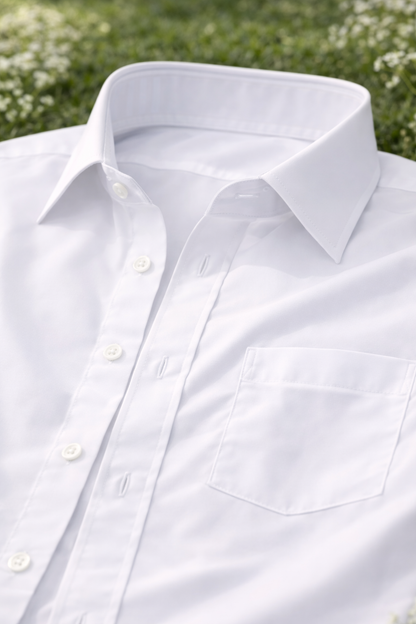 Men's white cotton shirt styled for business casual, office wear and smart casual occasions in Australia.