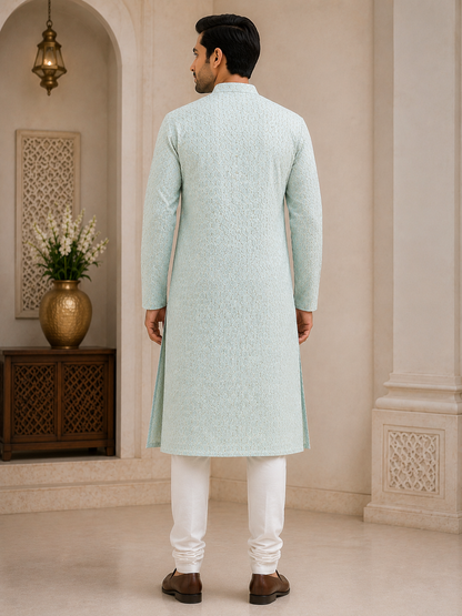 Mint green Embroidered Kurta Set