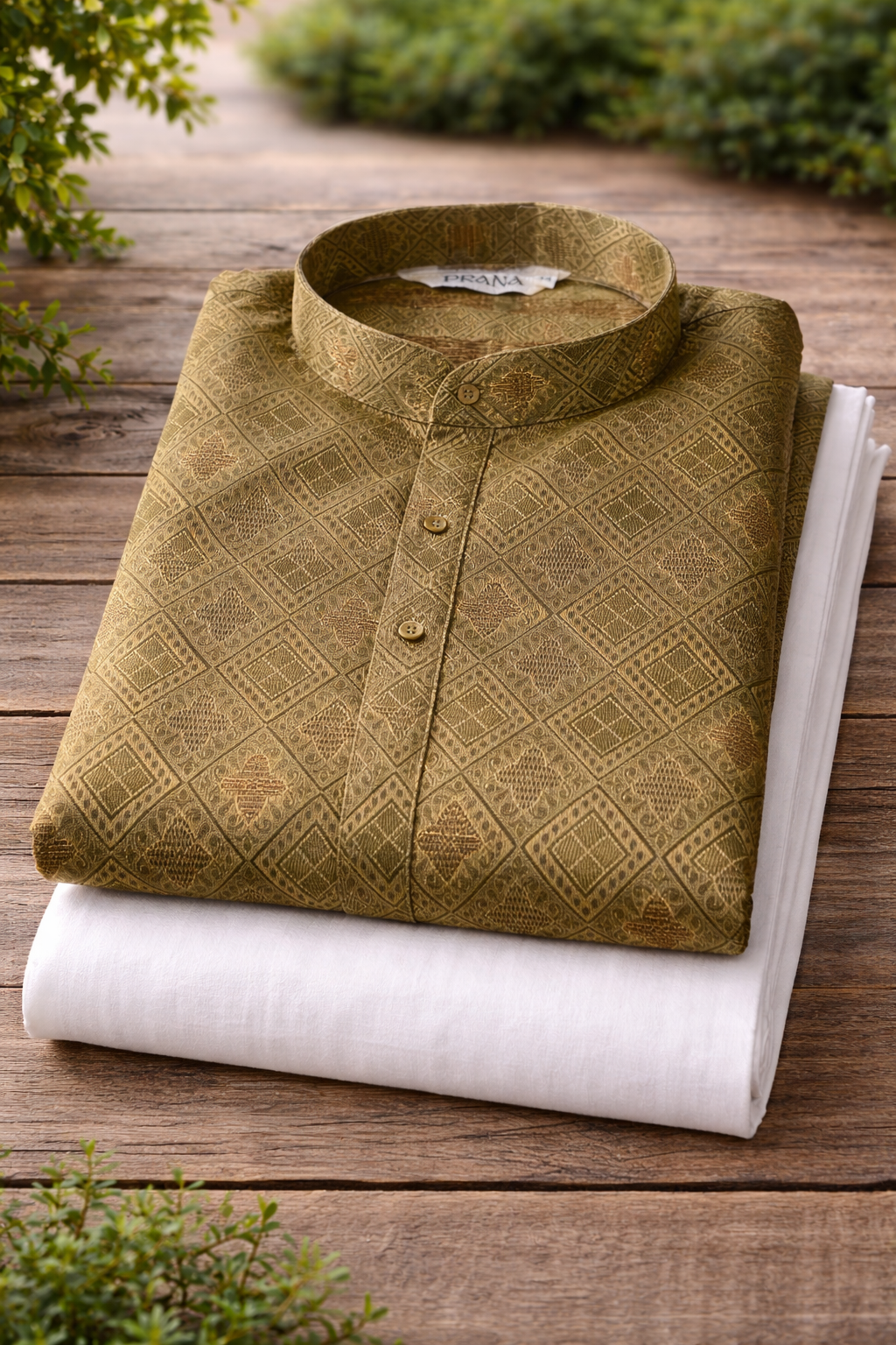 Jacquard Green Festive Wear Kurta Set