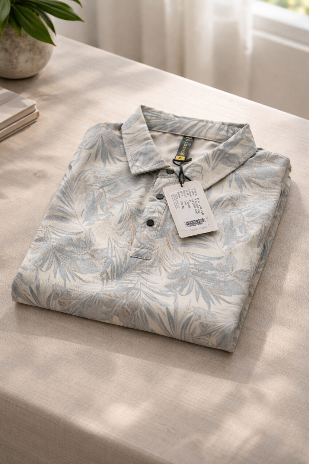 Tropical Print Polo T-Shirt – Relaxed Coastal Sophistication