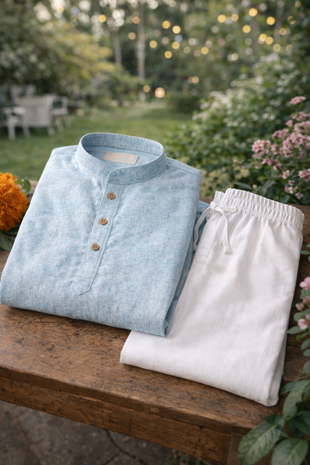 Linen comfort festive wear kurta set