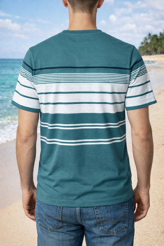 Textured Stripe Ribbed T-Shirt – Modern Coastal Classic