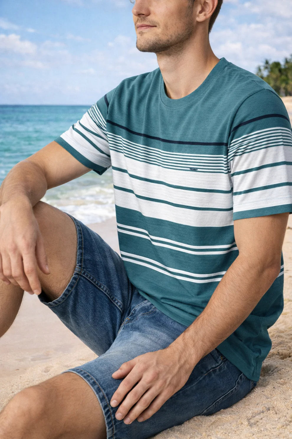 Textured Stripe Ribbed T-Shirt – Modern Coastal Classic