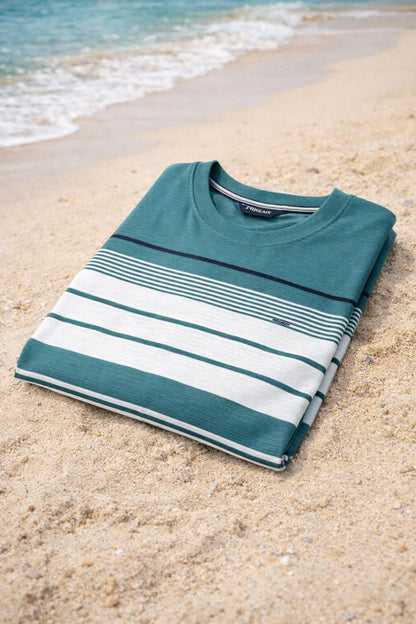 Textured Stripe Ribbed T-Shirt – Modern Coastal Classic