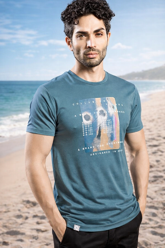 Teal blue round neck