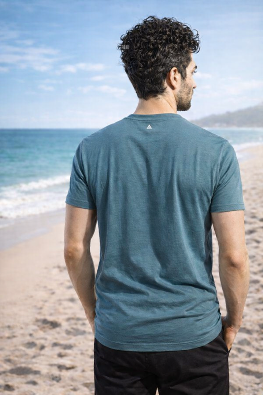 Teal blue round neck