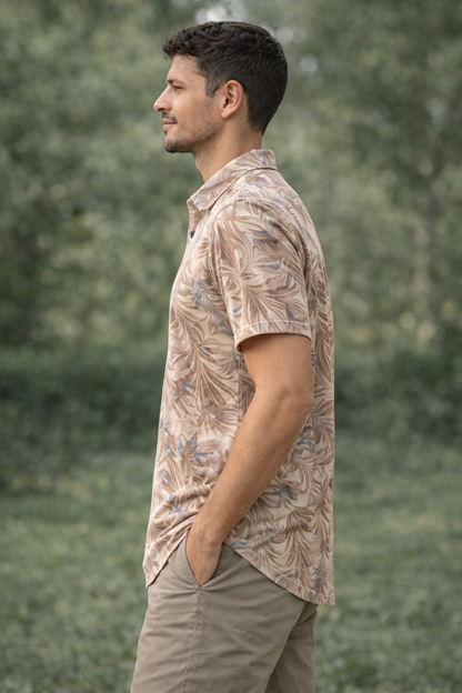 Tropical Print Polo T-shirt – Relaxed Coastal Sophistication