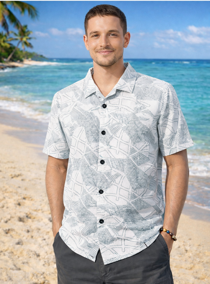 Coastal Abstract Print Classy Shirt