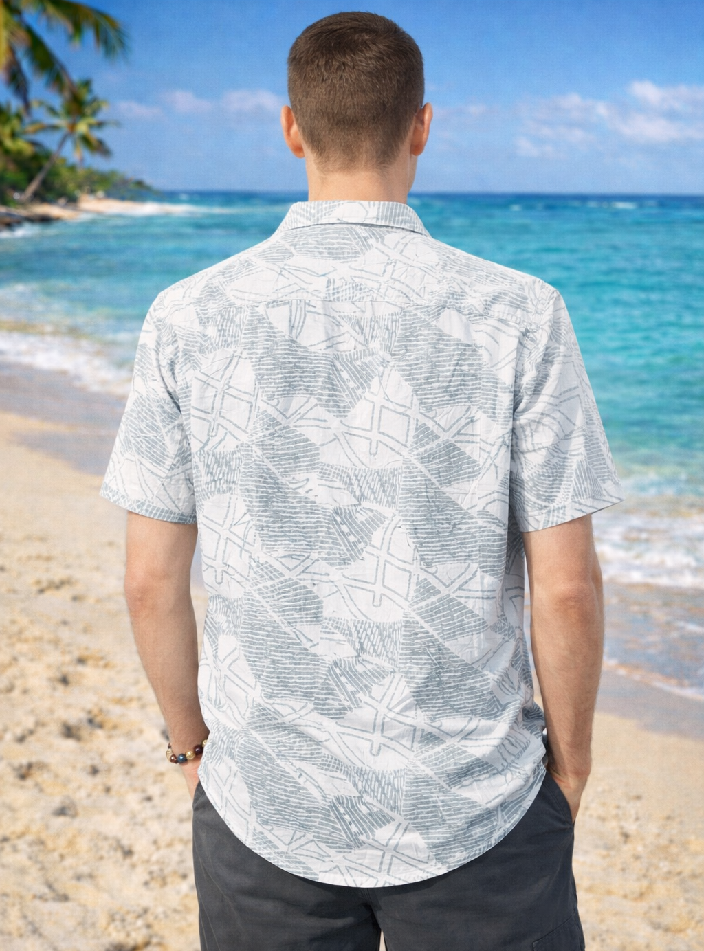 Coastal Abstract Print Classy Shirt