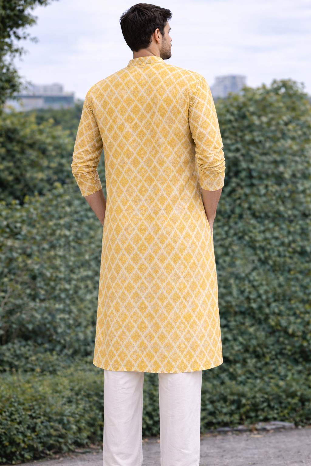 Yellow printed kurta