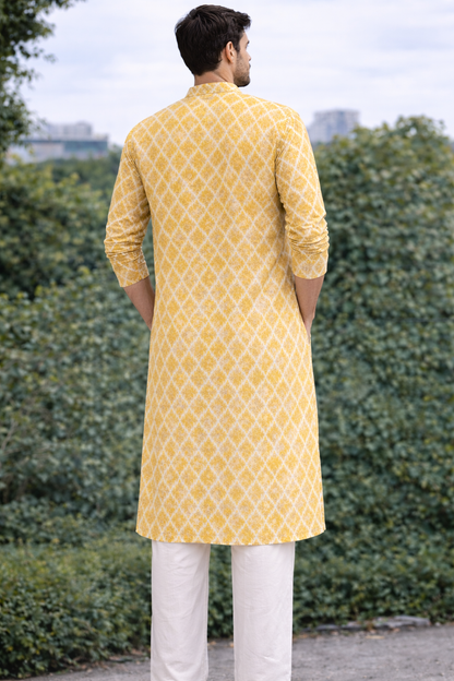 Yellow printed kurta