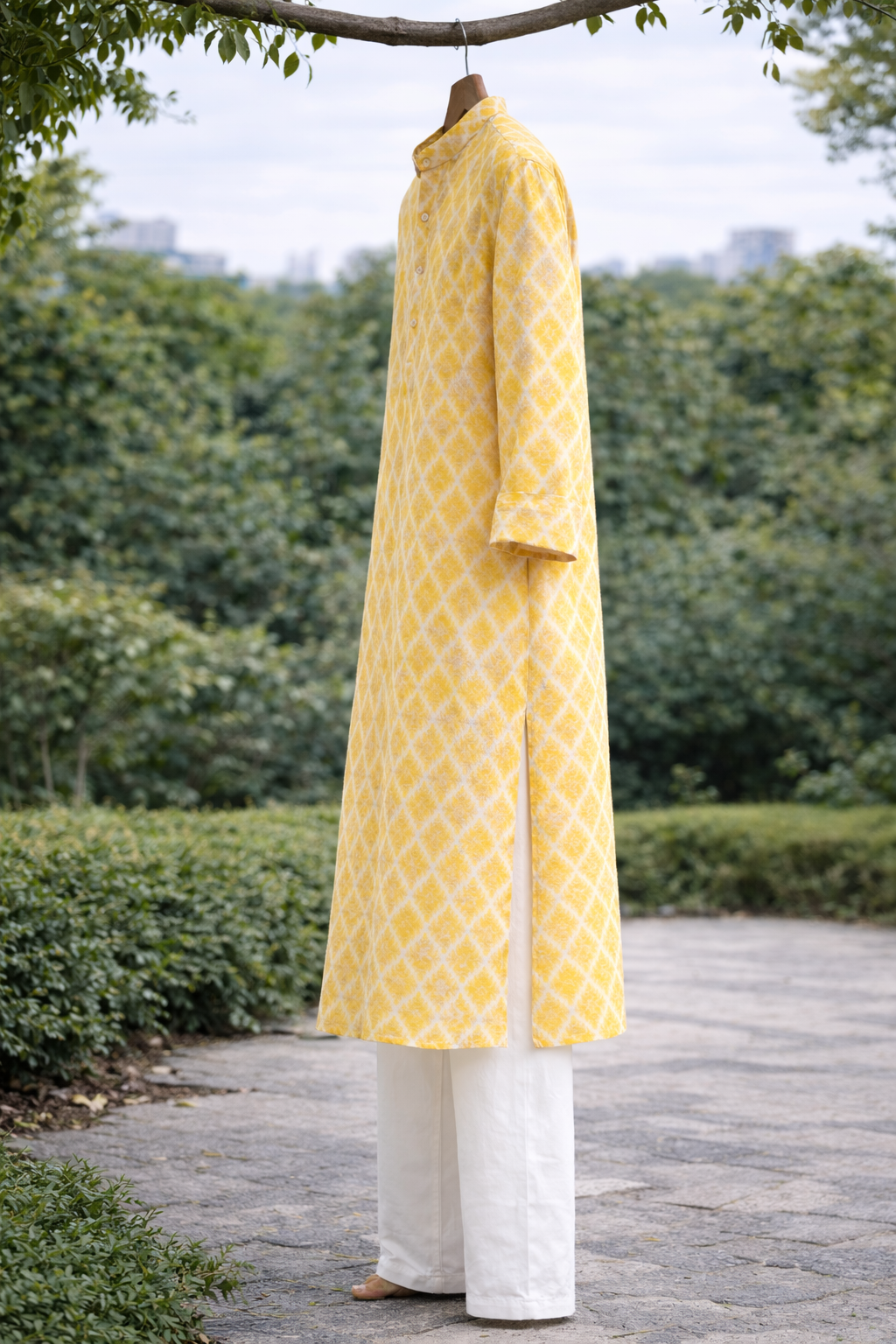 Yellow printed kurta