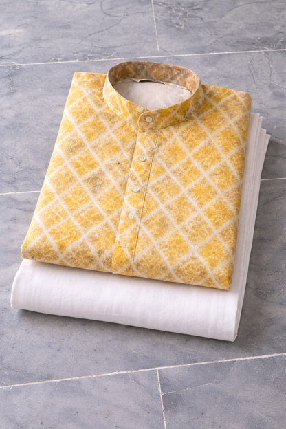 Yellow printed kurta